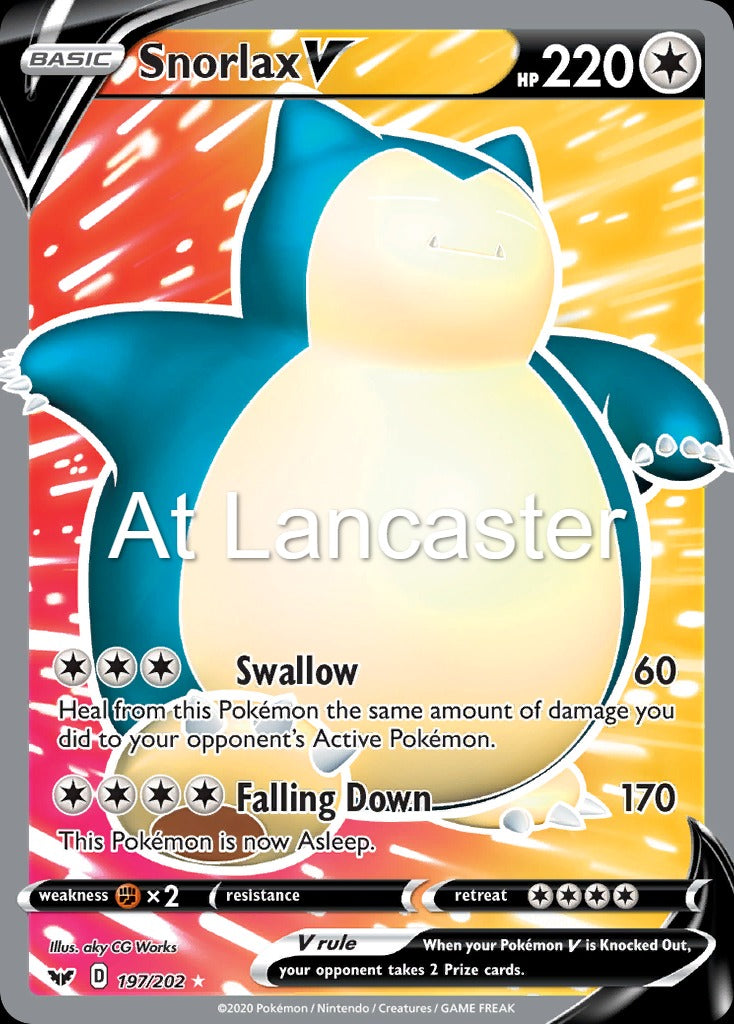 Snorlax V - 197/202 Sword & Shield Ultra Rare Pokemon - NM (Lanc)
