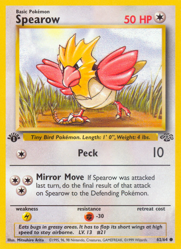 Spearow - 62/64 Jungle Common Unlimited Pokemon - NM