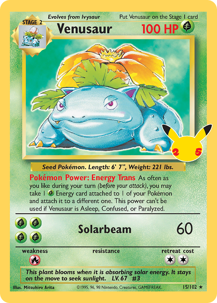 Venusaur - 15/102 Celebrations: Classic Collection Holo Pokemon - NM