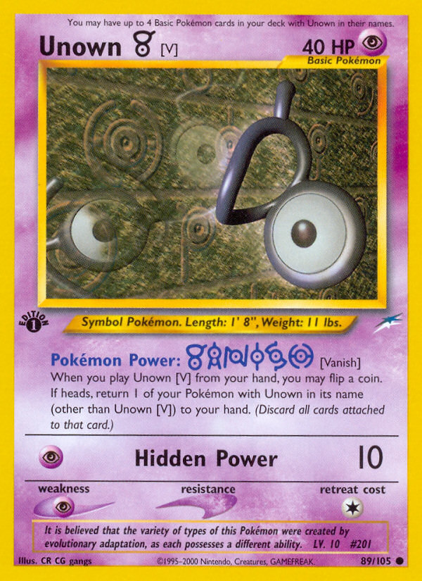 Unown [V] - 89/105 Neo Destiny Common Unlimited Pokemon - NM
