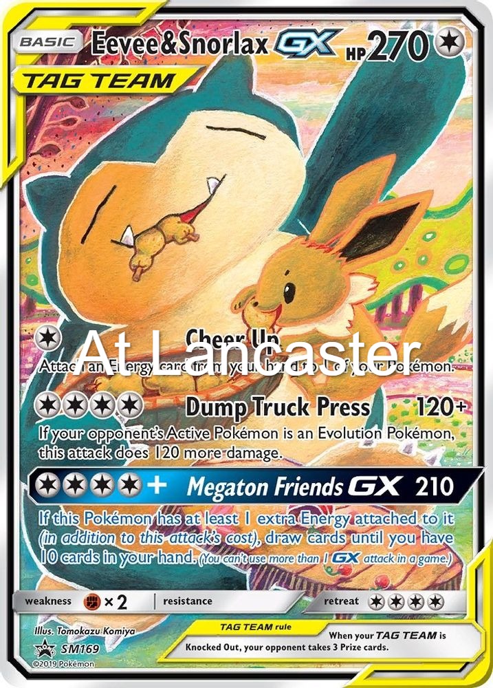Eevee & Snorlax GX - - SM169 Sun & Moon Promo Promo Pokemon - DMG (Lanc)