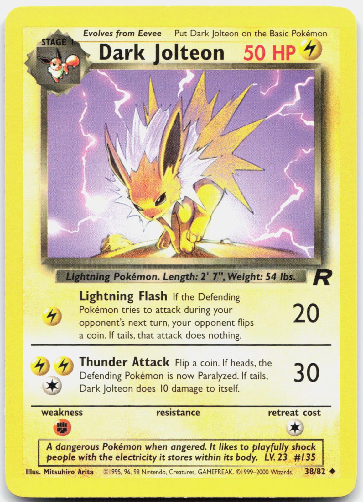Dark Jolteon - 38/82 Team Rocket Uncommon Unlimited Pokemon - NM