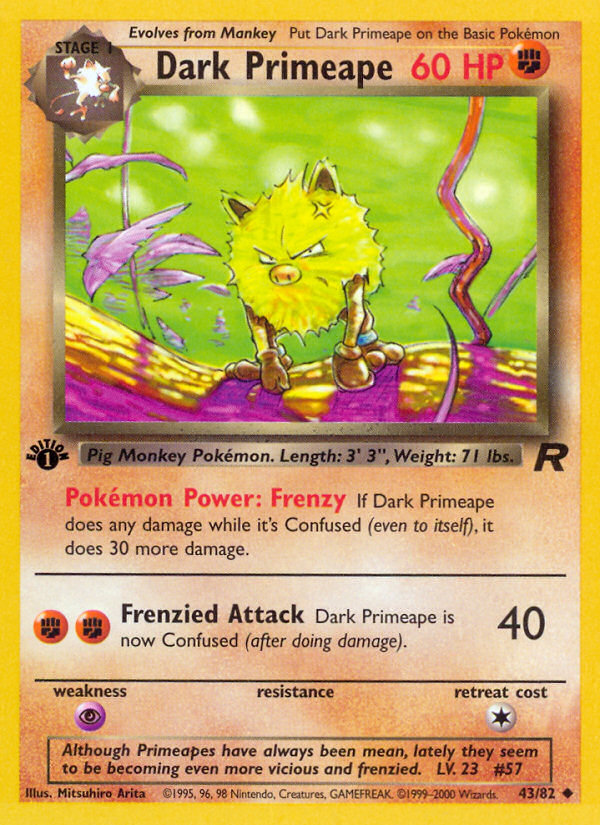 Dark Primeape - 43/82 Team Rocket Uncommon Unlimited Pokemon - NM