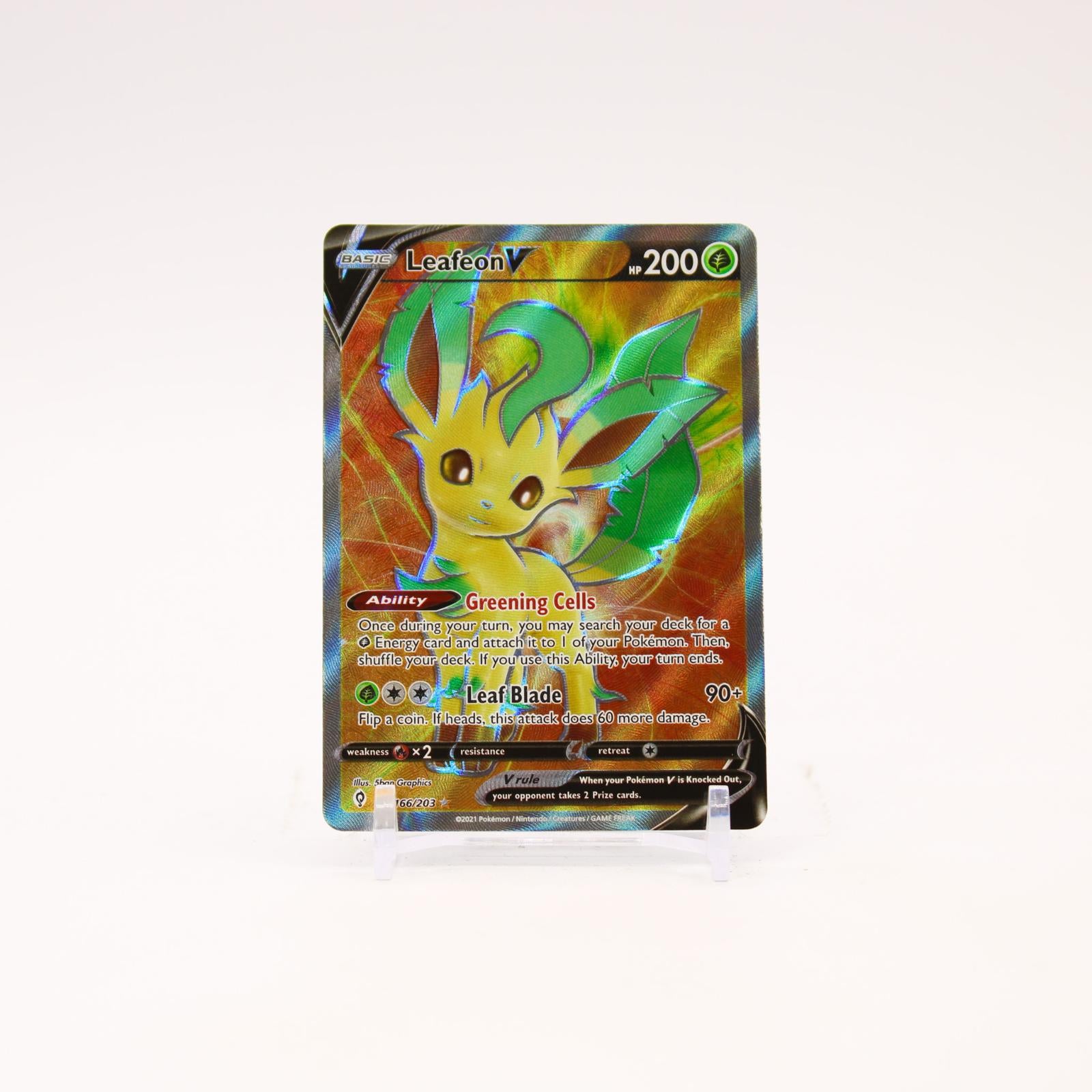 Leafeon V - 166/203 Evolving Skies Holo Full Art Pokemon - NM