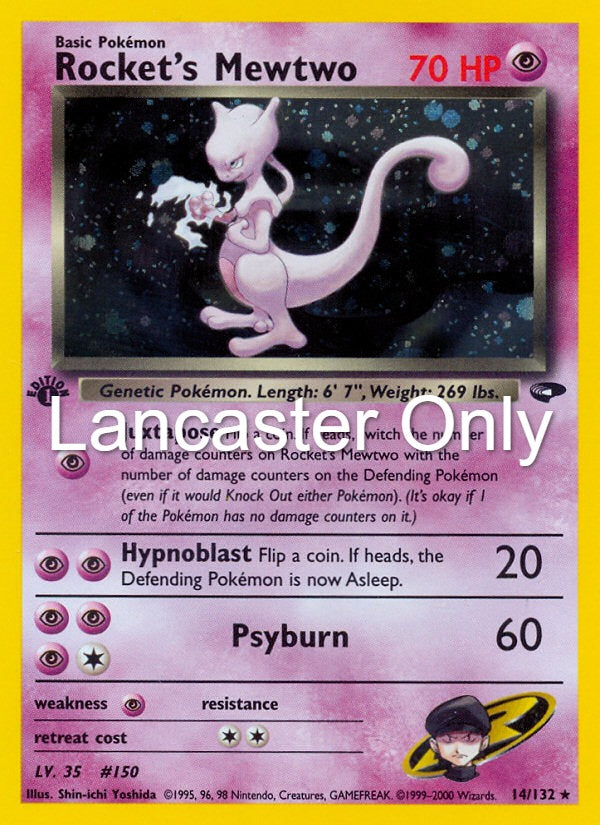 Rocket's Mewtwo - 14/132 Gym Challenge Unlimited Holo Rare Pokemon - HP (Lanc)