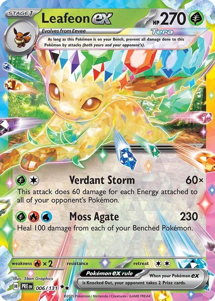 Leafeon ex - 006/131 Prismatic Evolutions Double Rare Holo Pokemon - NM