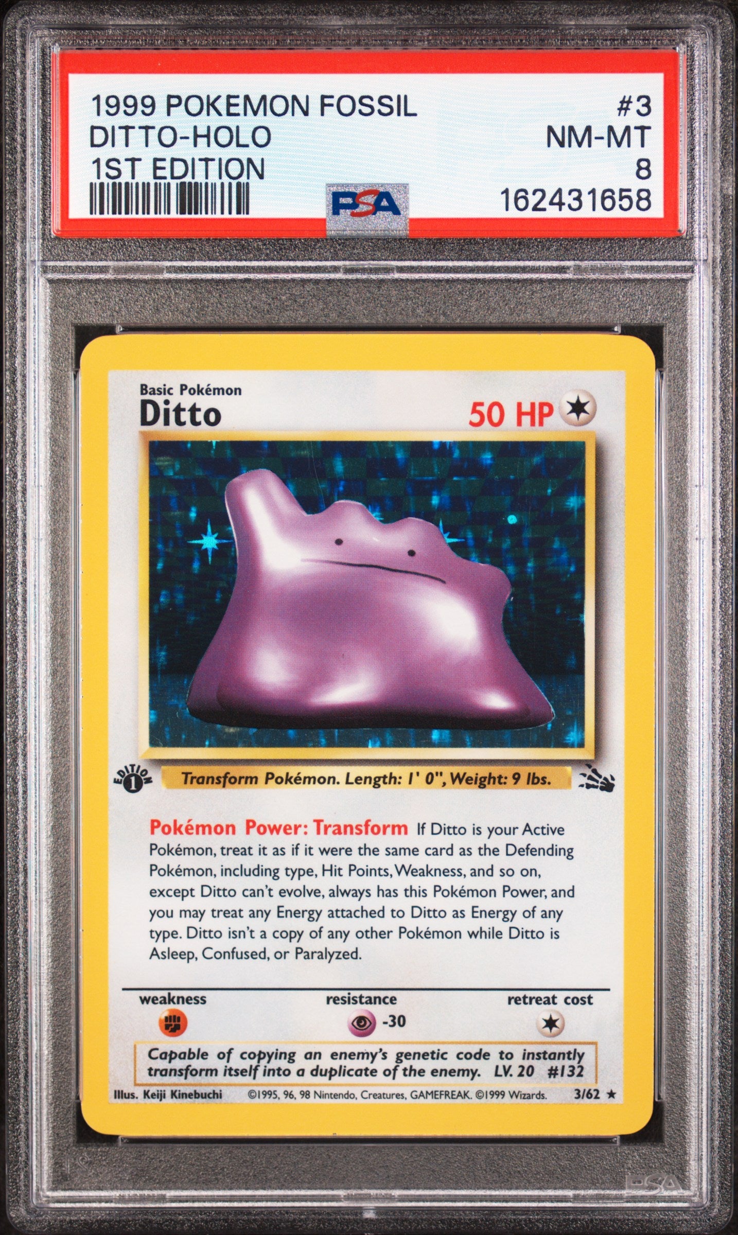 Ditto - 3/62 PSA 8 Fossil 1st Edition Holo Rare Pokemon - NM/MINT