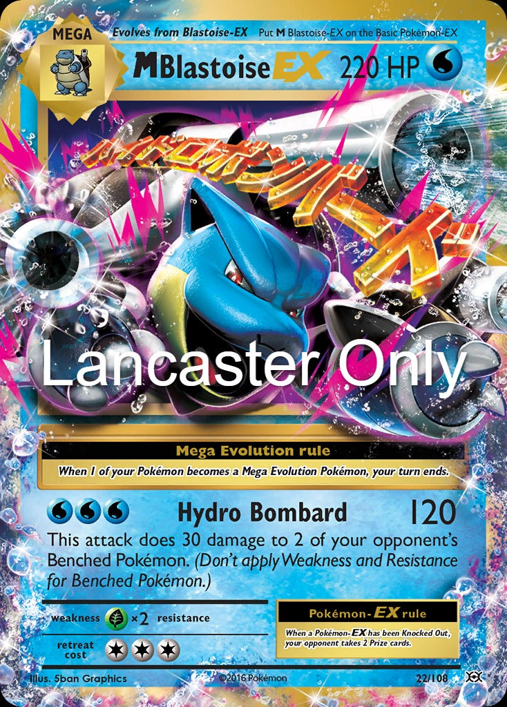 M Blastoise EX - 22/108 Evolutions Holo EX Rare Pokemon - NM (Lanc)