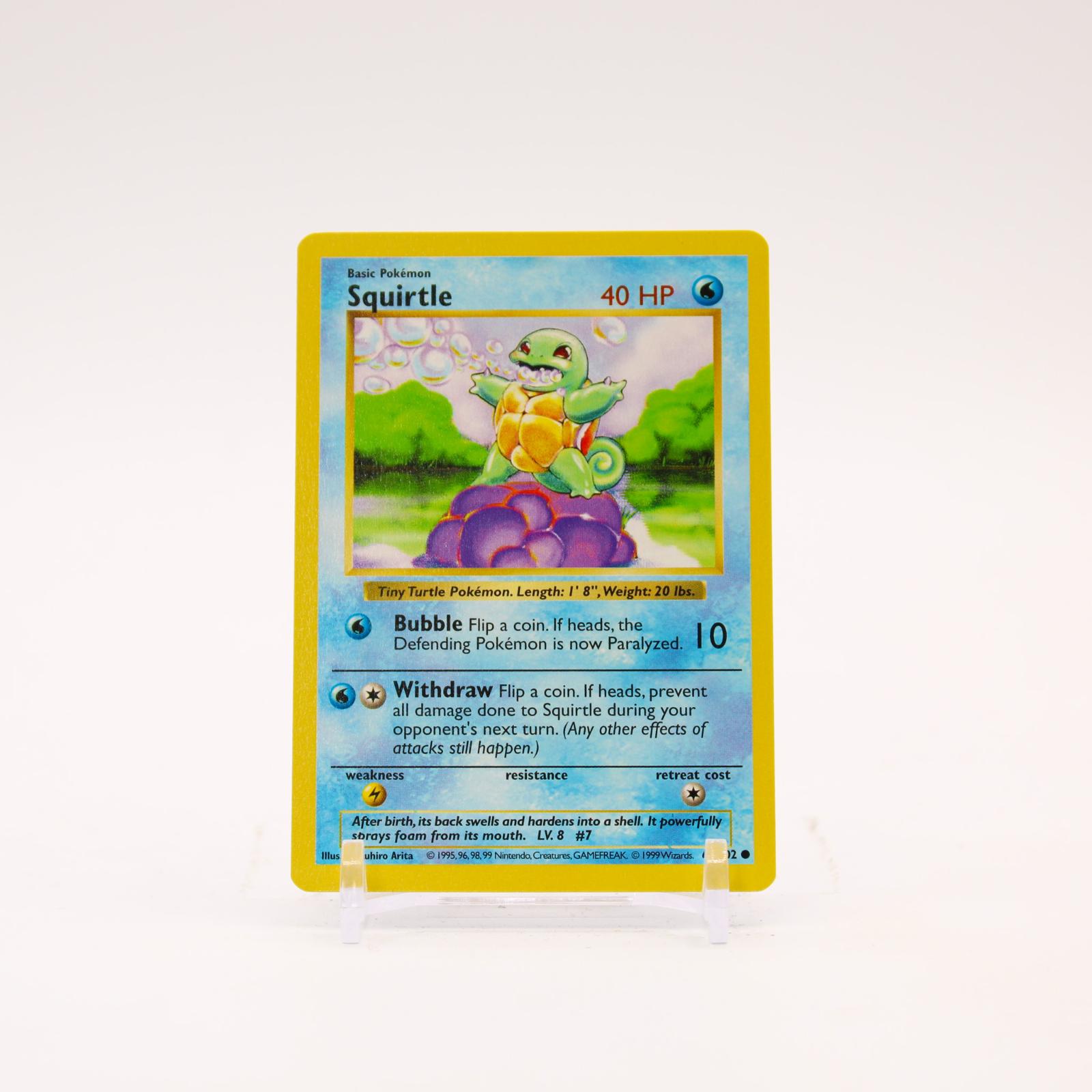Squirtle - 63/102 Base Set Shadowless Common Pokemon - NM/LP