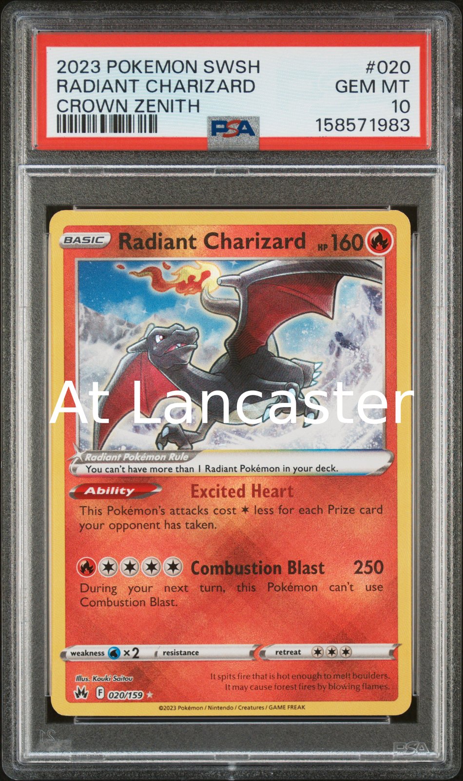 Radiant Charizard - 020/159 PSA 10 Sword Shield Crown Zenith Pokemon (Lanc)