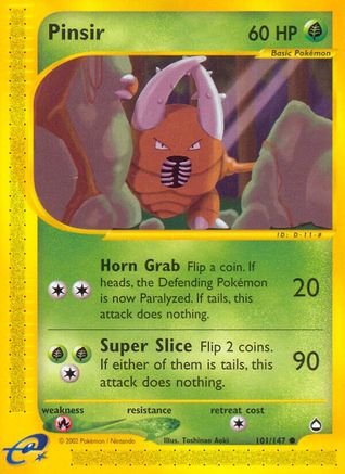 Pinsir - 101/147 Aquapolis Common Pokemon - NM
