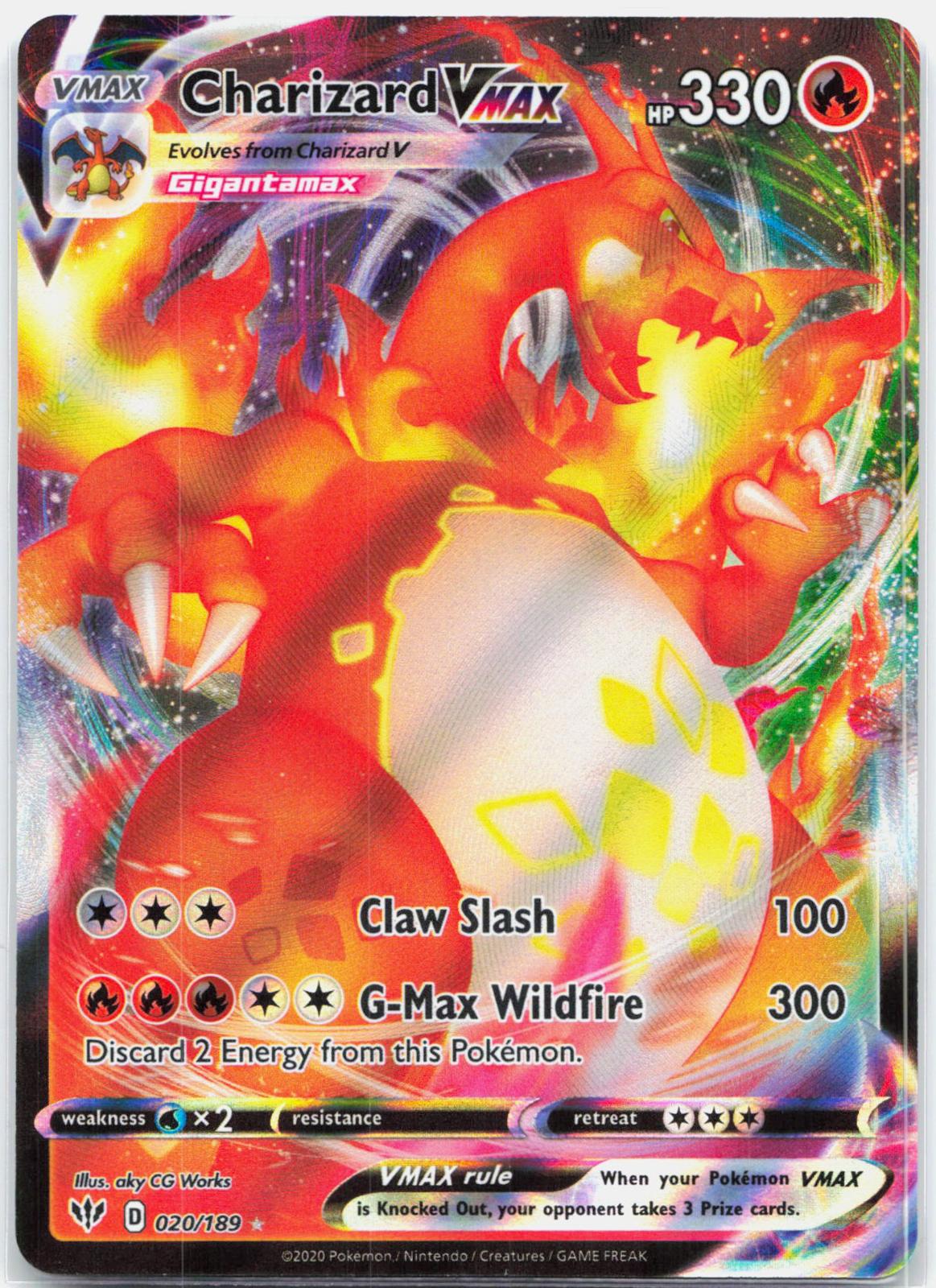 Charizard Vmax- 020/189 Darkness Ablaze Full Art Pokemon - NM/MINT