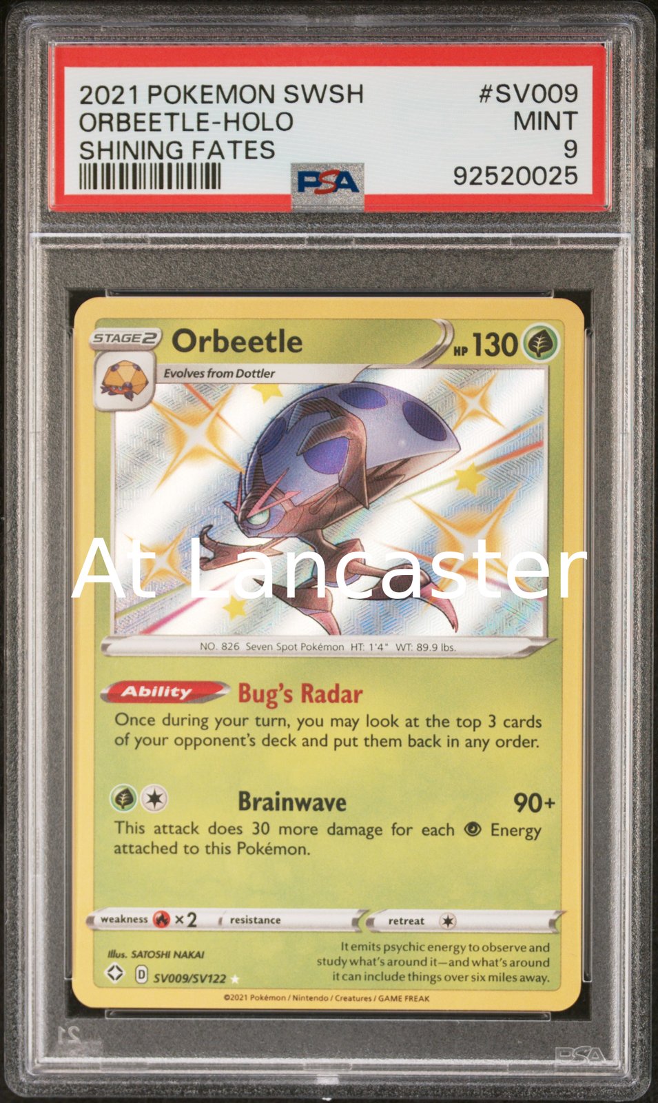 Orbeetle Holo - SV009/072 PSA 9 Shining Fates Pokemon (Lanc)