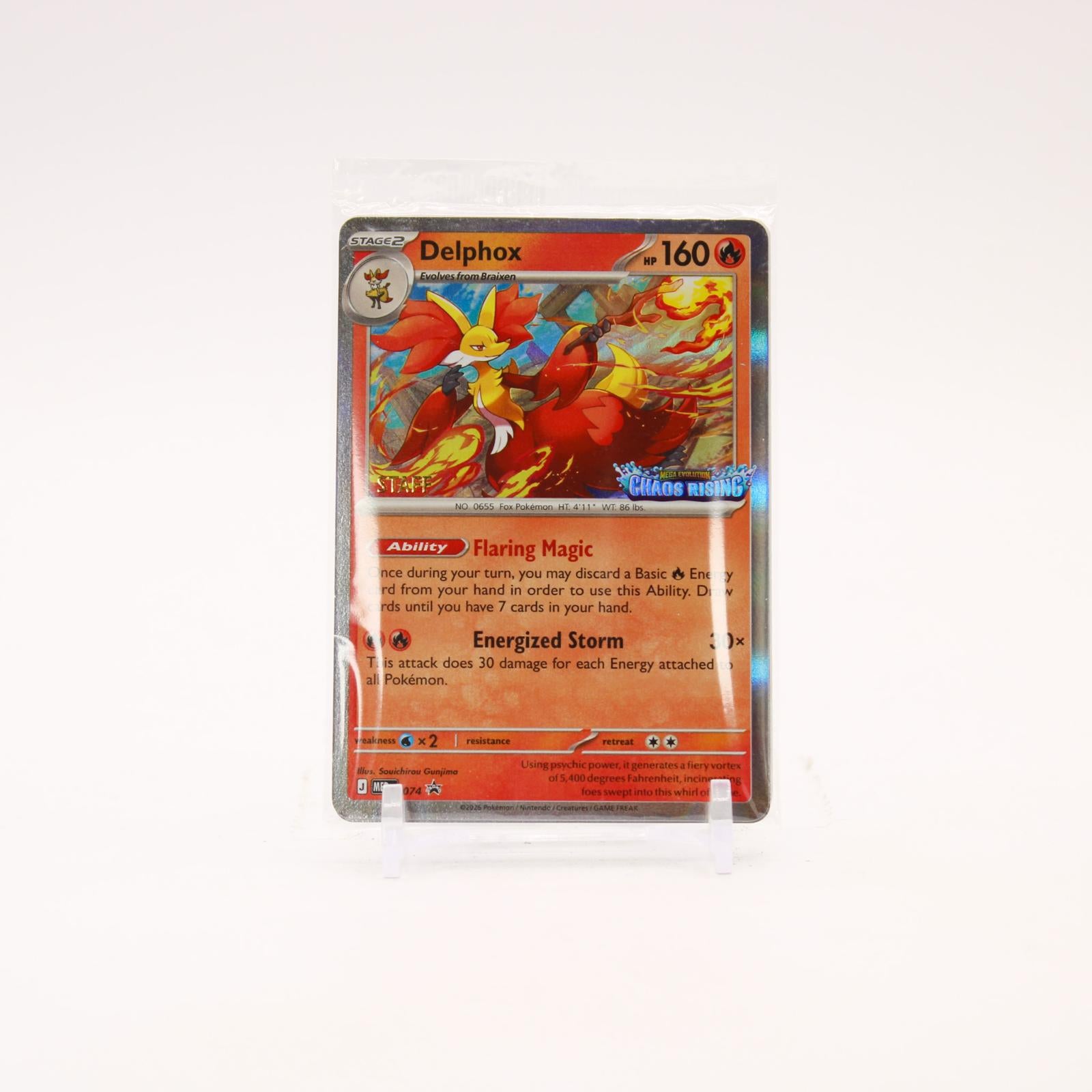 Delphox - MEP074 SEALED Mega Evolution Holo STAFF Promo Pokemon - NM/MINT