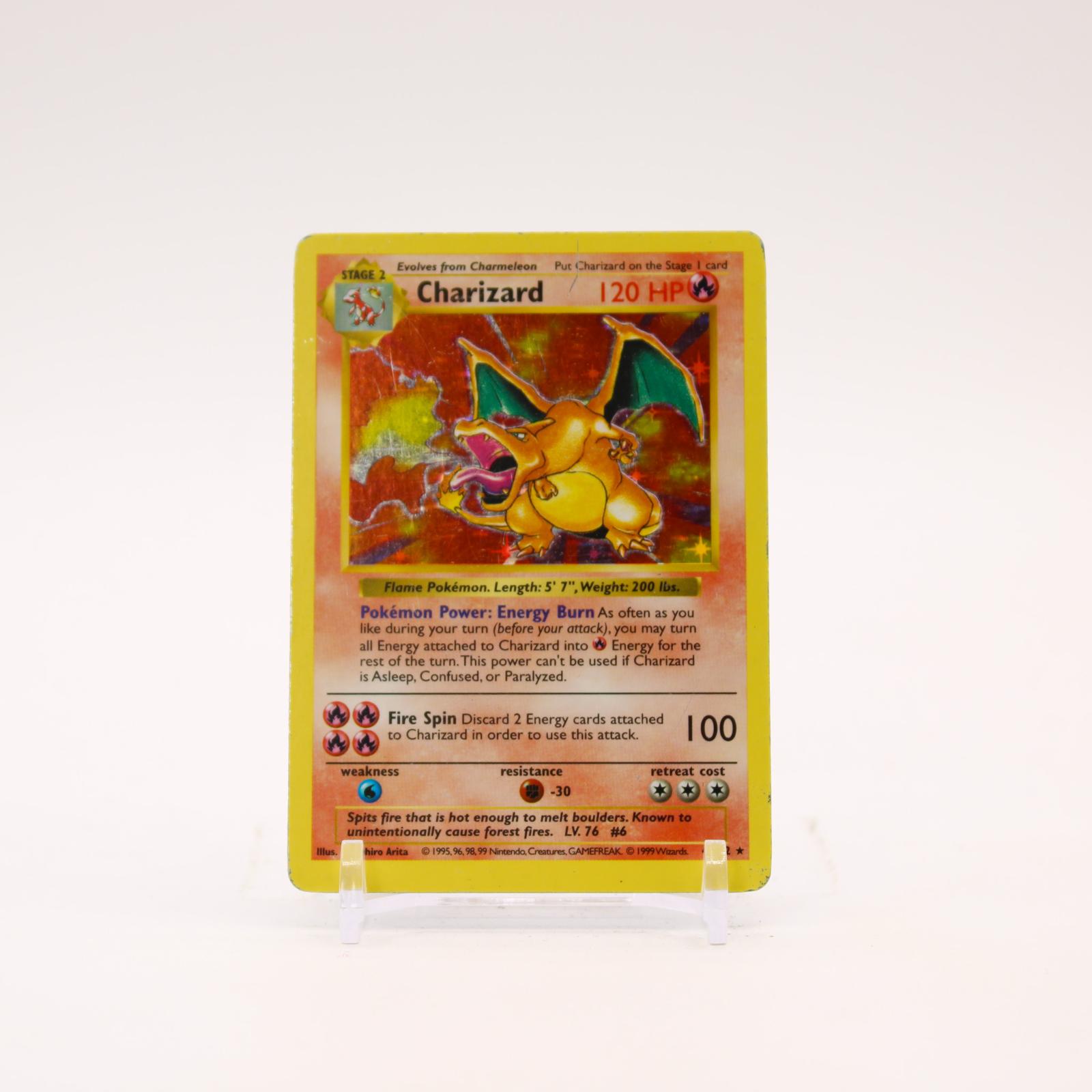 Charizard - 4/102 Base Set Shadowless Holo Rare Pokemon - HP