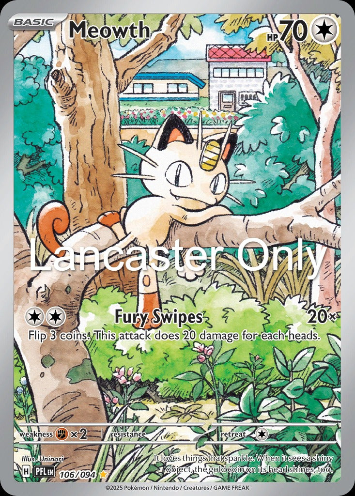 Meowth - 106/094 Phantasmal Flames Holo Illustration Rare Pokemon - NM (Lanc)