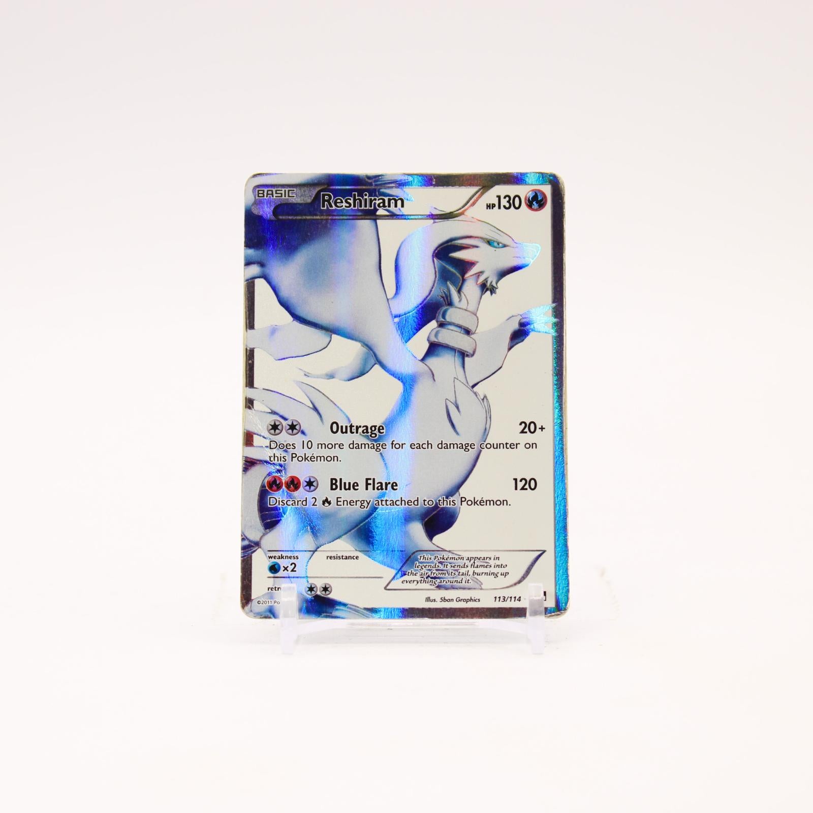 Reshiram - 113/114 Black & White Holo Full Art Pokemon - DMG