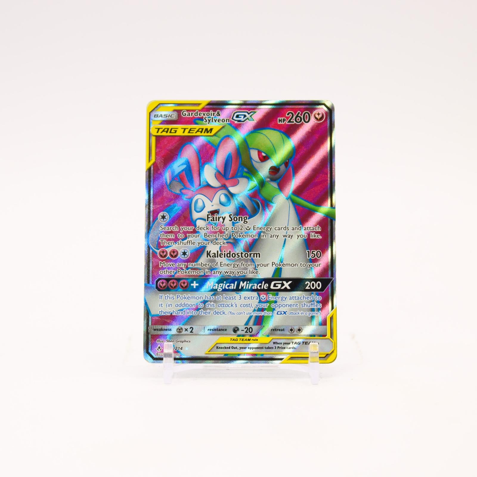 Gardevoir & Sylveon GX - 204/214 Unbroken Bonds Holo Full Art Pokemon - MP/HP