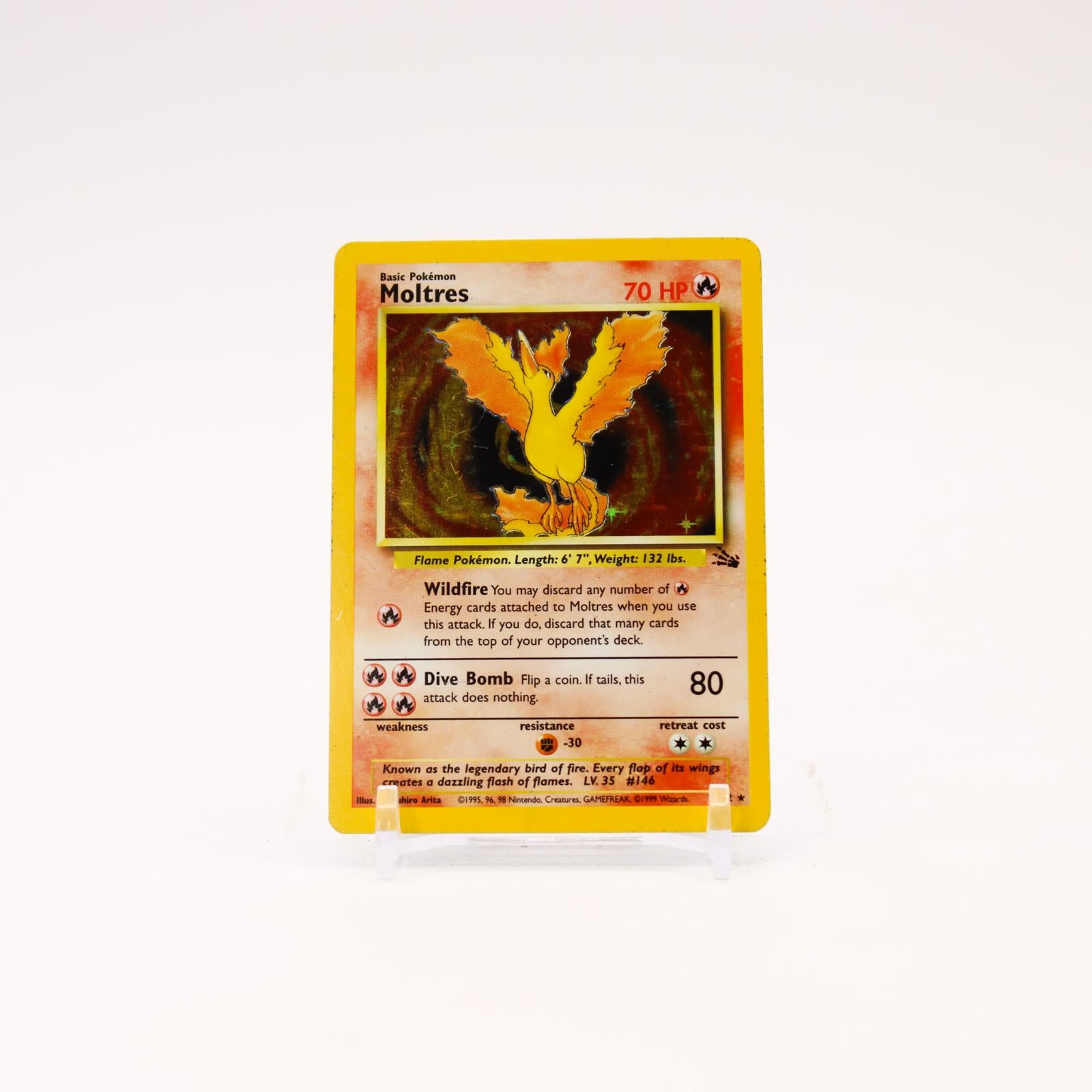 Moltres - 12/62 Fossil Unlimited Holo Rare Pokemon - MP