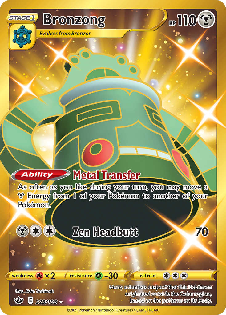 Bronzong - 223/198 Chilling Reign Secret Rare Holo Pokemon - NM
