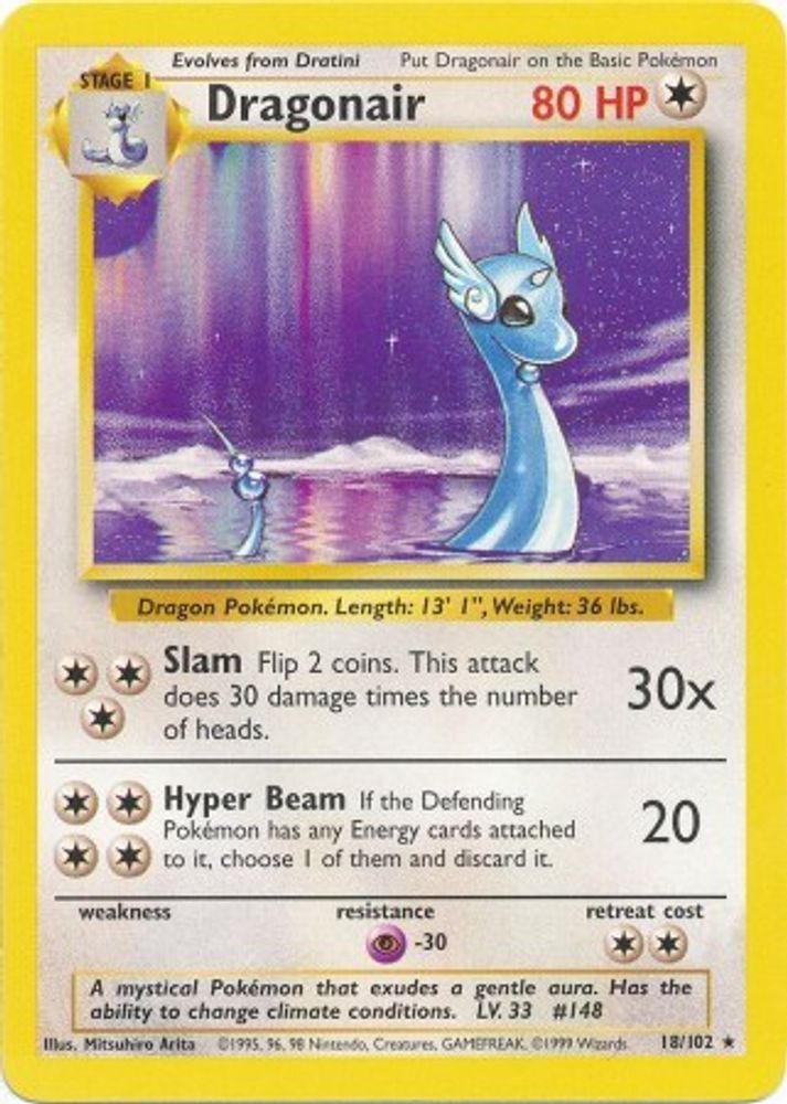 Dragonair - 18/102 Base Set Unlimited Rare Pokemon - NM
