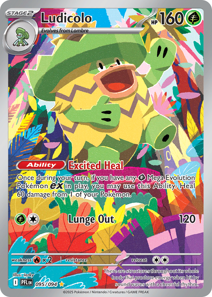 Ludicolo - 095/094 Phantasmal Flames Illustration Rare Holo Pokemon - NM