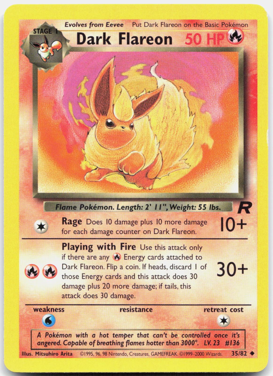 Dark Flareon - 35/82 Team Rocket Uncommon Unlimited Pokemon - NM