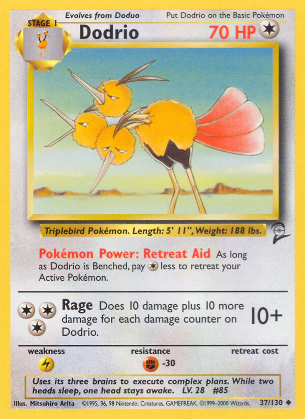 Dodrio - 37/130 Base Set 2 Uncommon Pokemon - NM