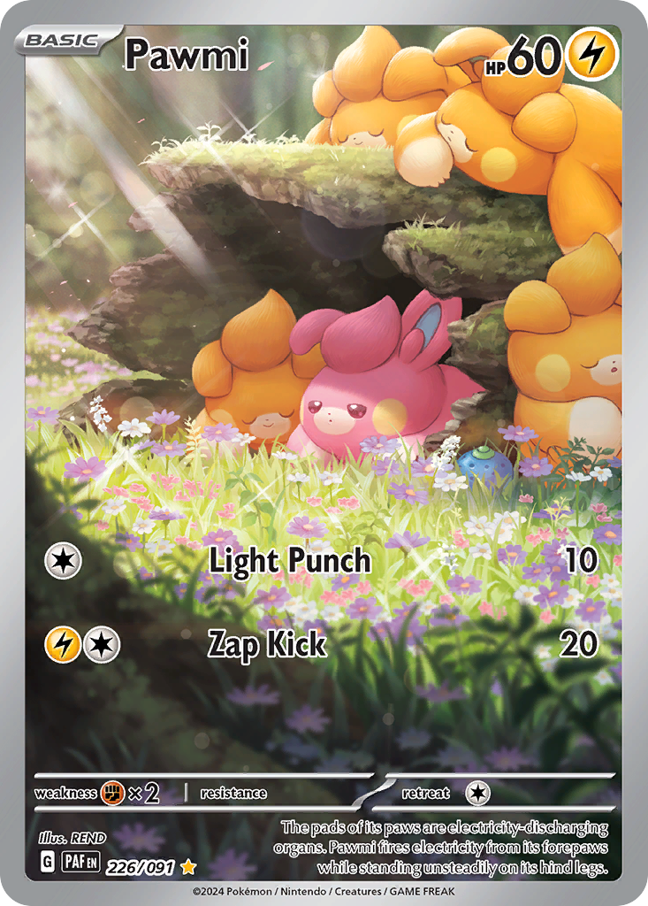 Pawmi - 226/091 Paldean Fates Illustration Rare Holo Pokemon - NM