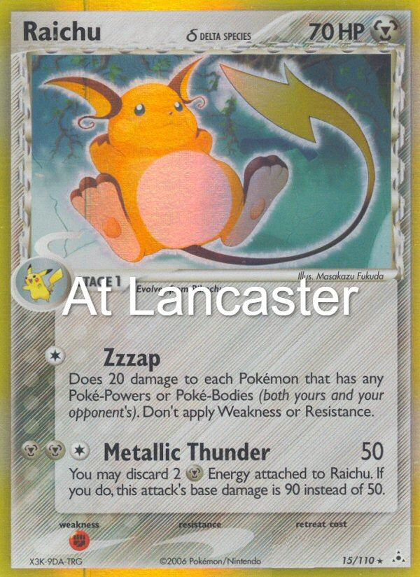 Raichu - 15/110 Holon Phantoms Holo Rare Pokemon - NM/LP (Lanc)