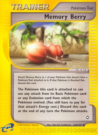 Memory Berry - 128/147 Aquapolis Uncommon Pokemon - NM