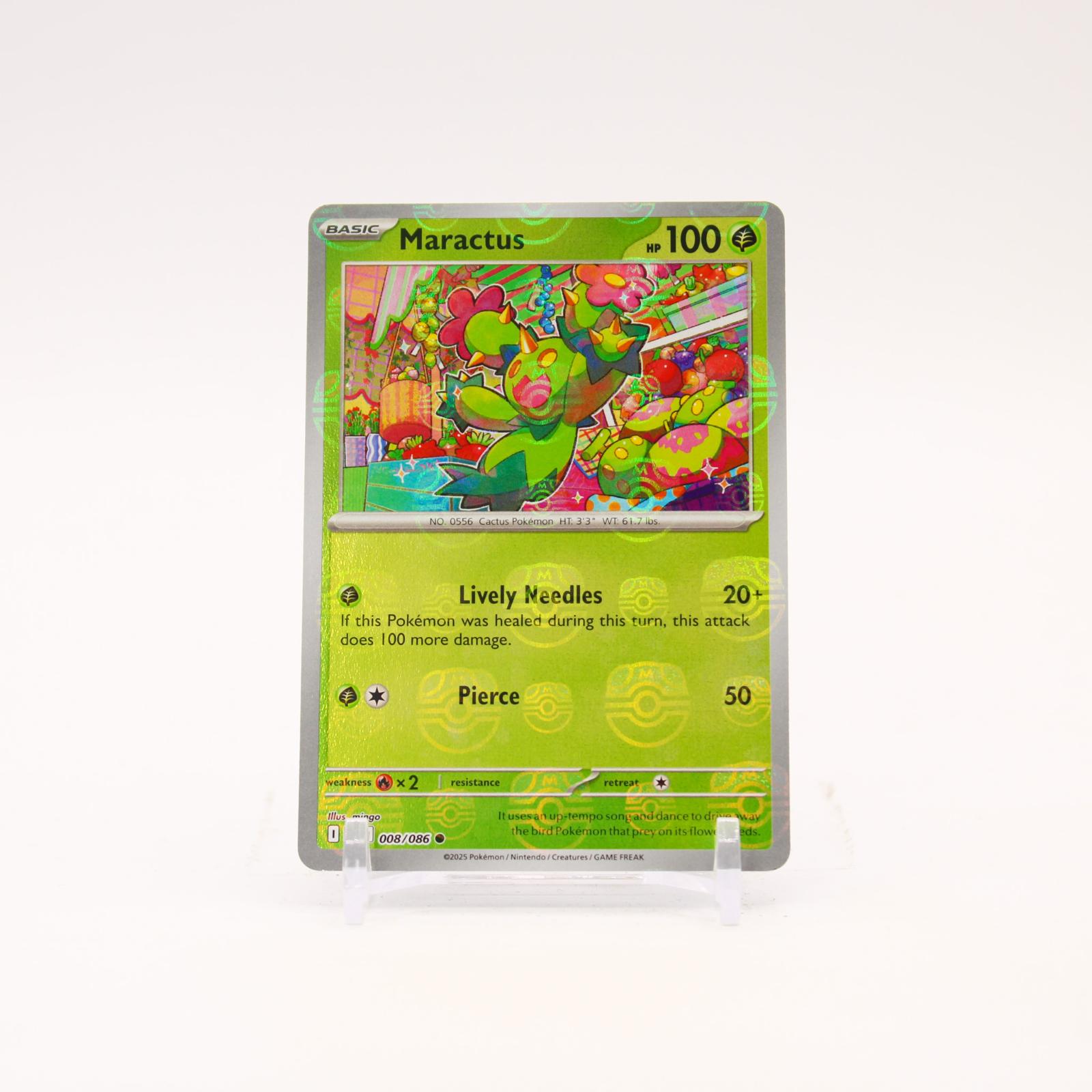 Maractus - 008/086 Black Bolt Holo Master Ball Common Pokemon - NM