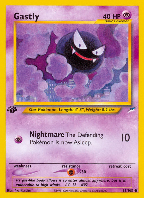 Gastly - 65/105 Neo Destiny Common Unlimited Pokemon - NM
