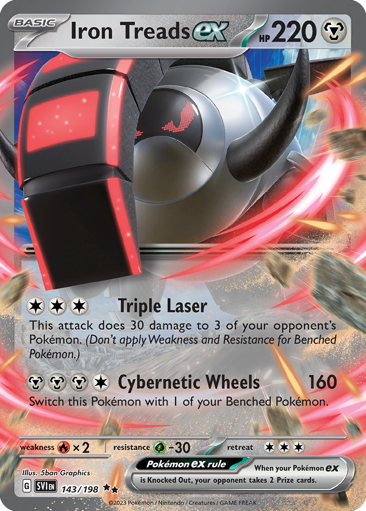 Iron Treads ex - 143/198 Scarlet & Violet Double Rare Holo Pokemon - NM