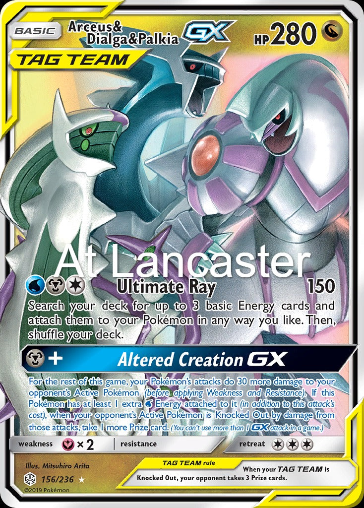 Arceus & Dialga & Palkia GX - 156/236 Cosmic Eclipse GX Rare Pokemon - NM (Lanc)