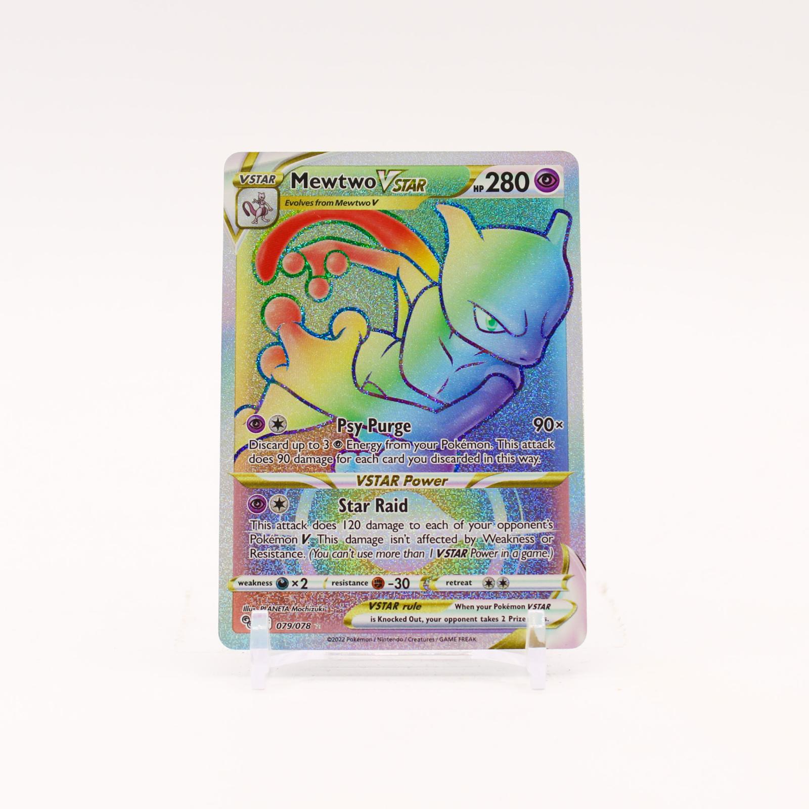 Mewtwo VSTAR - 079/078 Pokemon GO Holo Rainbow Pokemon - NM
