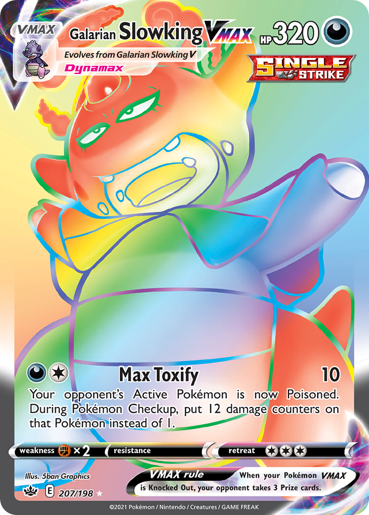 Galarian Slowking VMAX - 207/198 Chilling Reign Rainbow Rare Holo Pokemon - NM