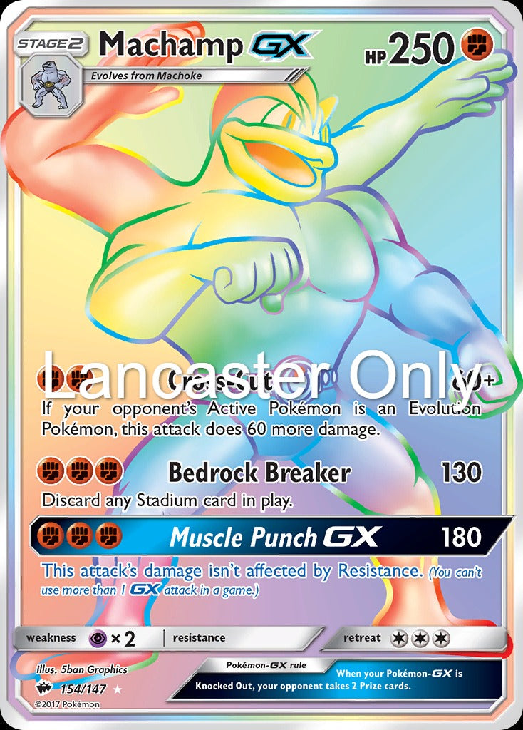 Machamp GX - 154/147 Burning Shadows Holo Rainbow Rare Pokemon - NM (Lanc)
