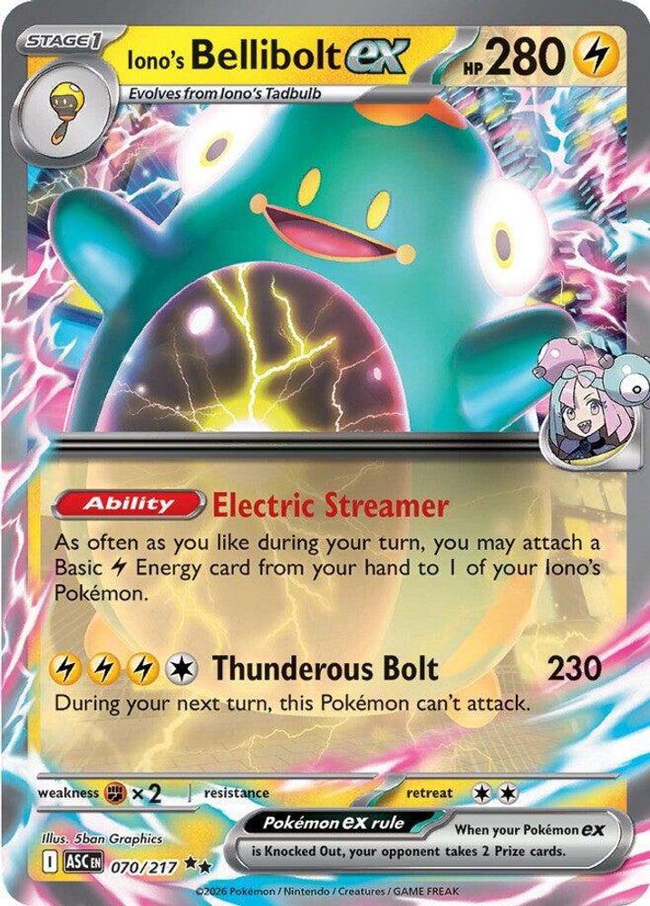 Iono's Bellibolt ex - 070/217 Ascended Heroes Double Rare Holo Pokemon - NM