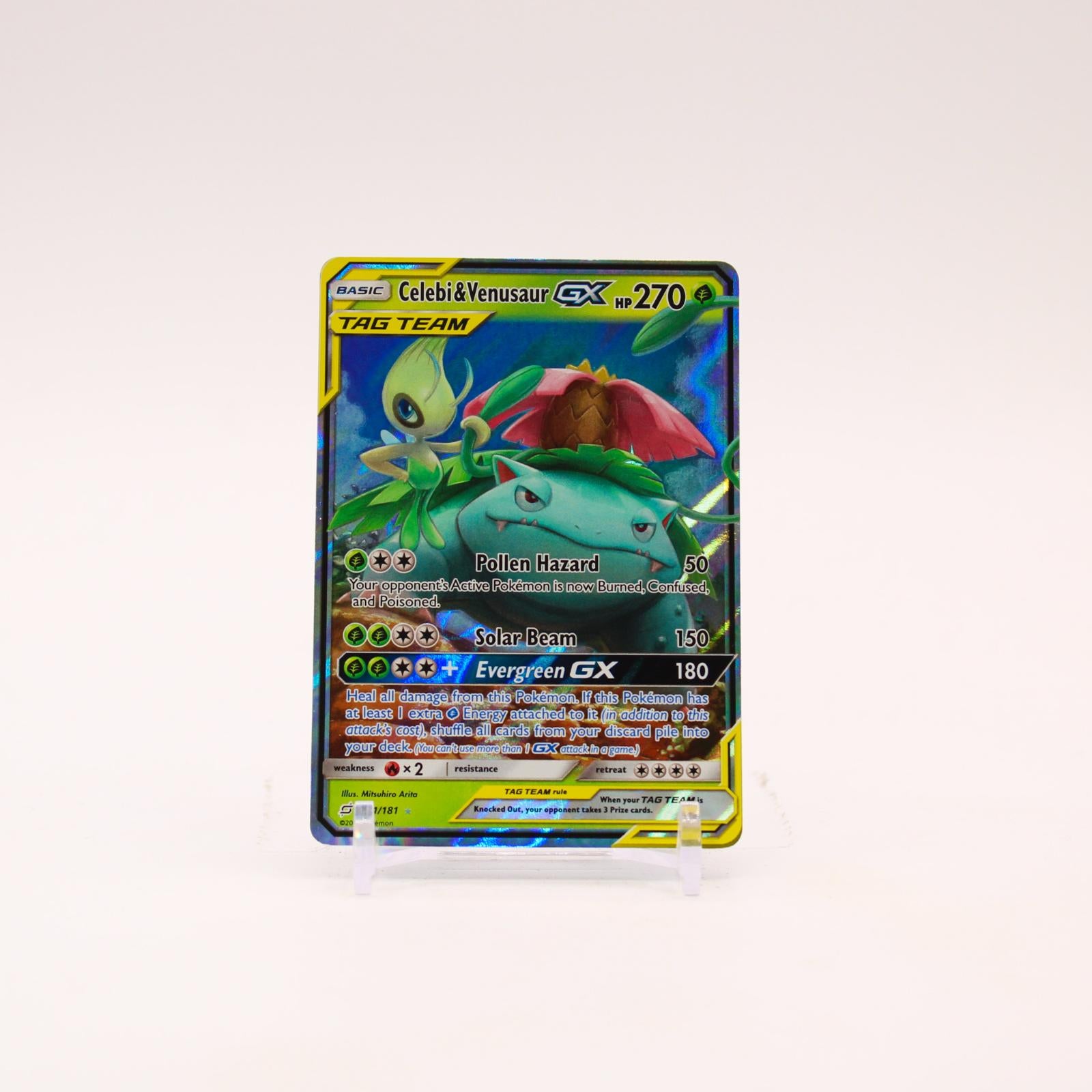 Celebi & Venusaur GX - 1/181 Team Up Holo Ultra Rare Pokemon - NM/LP
