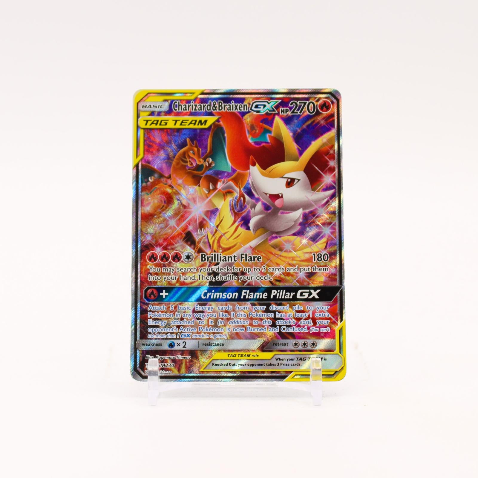 Charizard & Braixen GX - SM230 Sun & Moon Alternate Art Promo Pokemon - MP/HP