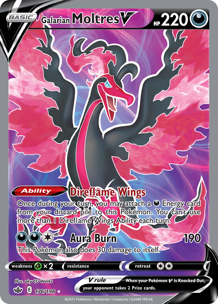 Galarian Moltres V - 176/198 Chilling Reign Ultra Rare Holo Pokemon - NM