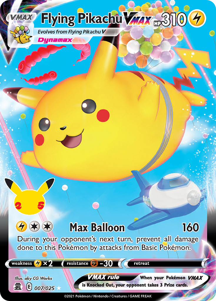 Flying Pikachu VMAX - 007/025 Celebrations Holo VMAX Rare Pokemon - NM