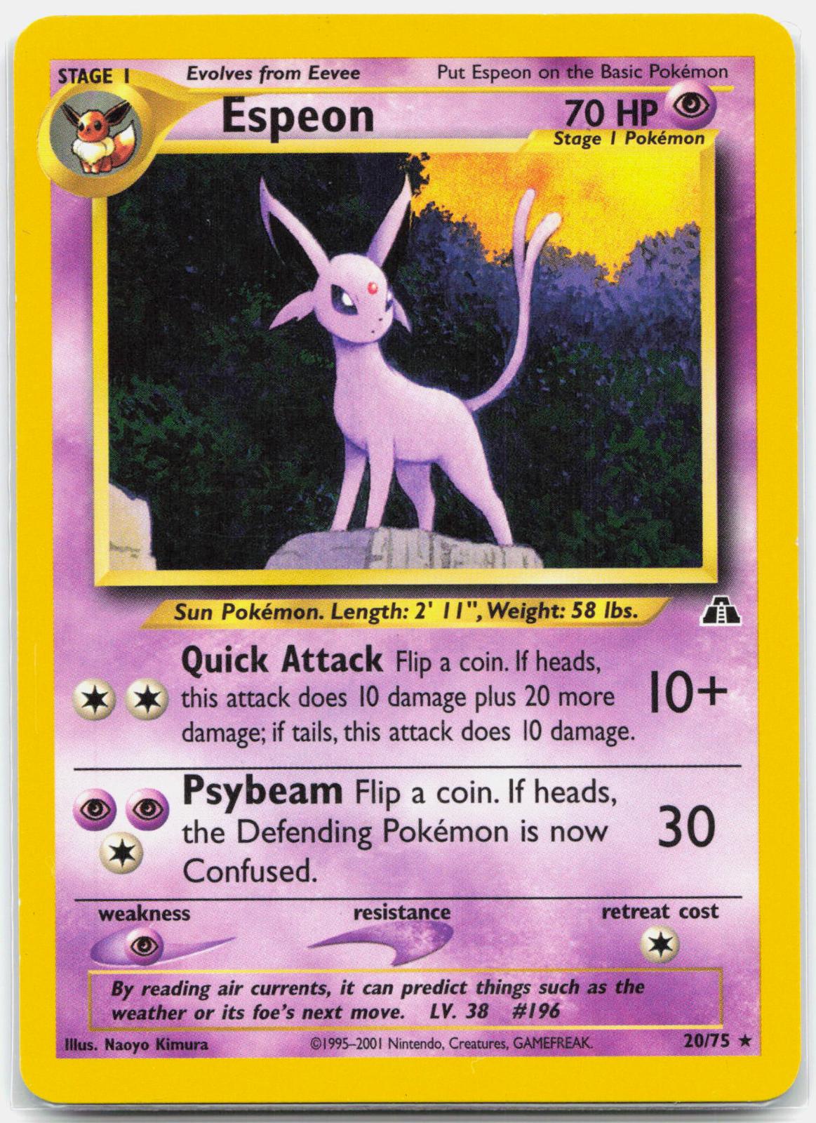 Espeon - 20/75 Neo Discovery Unlimited Rare Pokemon - LP