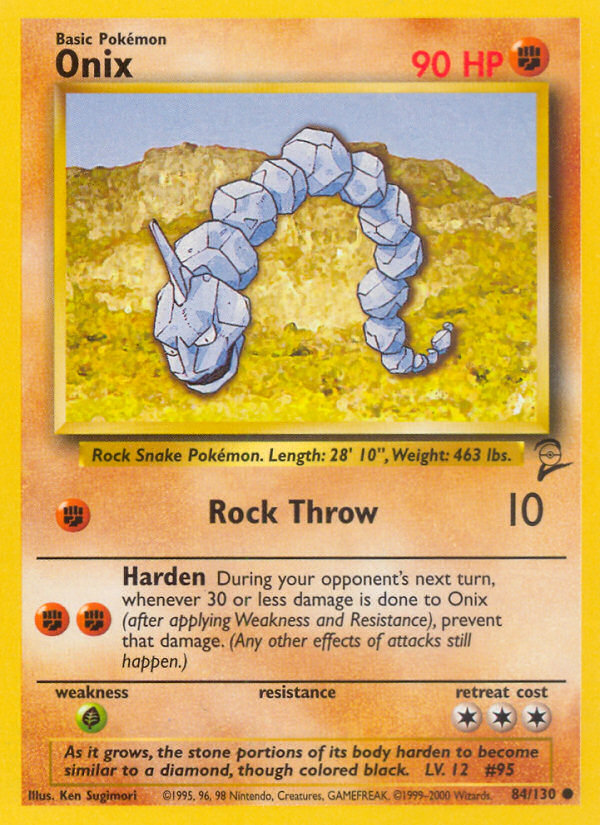 Onix - 84/130 Base Set 2 Common Pokemon - NM