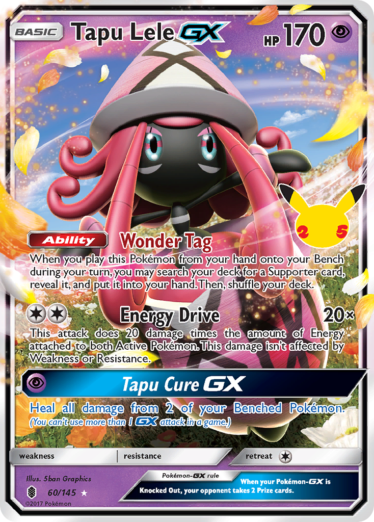 Tapu Lele GX - 60/145 Celebrations: Classic Collection Holo Pokemon - NM