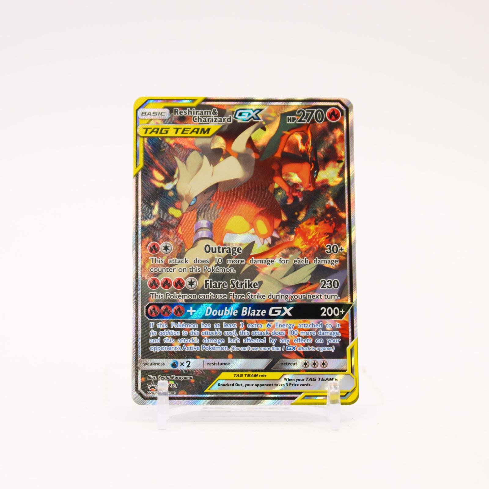 Reshiram & Charizard GX - SM201 Sun & Moon Alternate Art Promo Pokemon - LP/MP