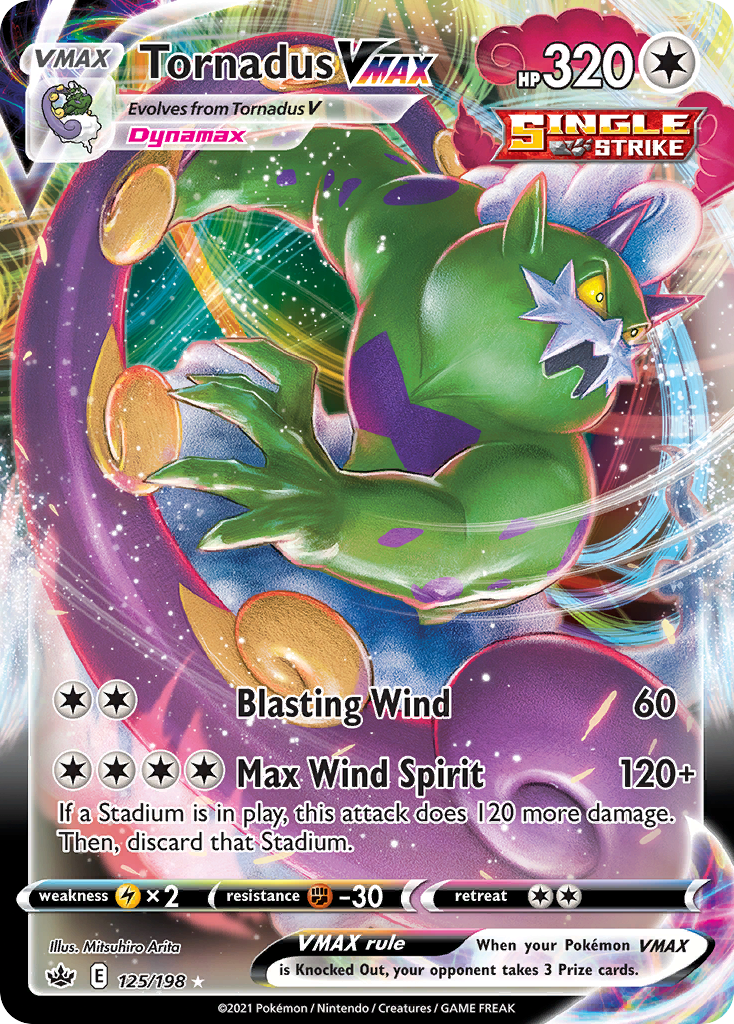 Tornadus VMAX - 125/198 Chilling Reign VMAX Rare Holo Pokemon - NM