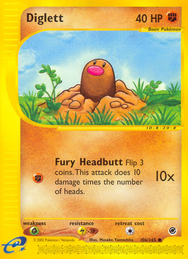 Diglett - 106/165 Expedition Base Set Common Pokemon - NM