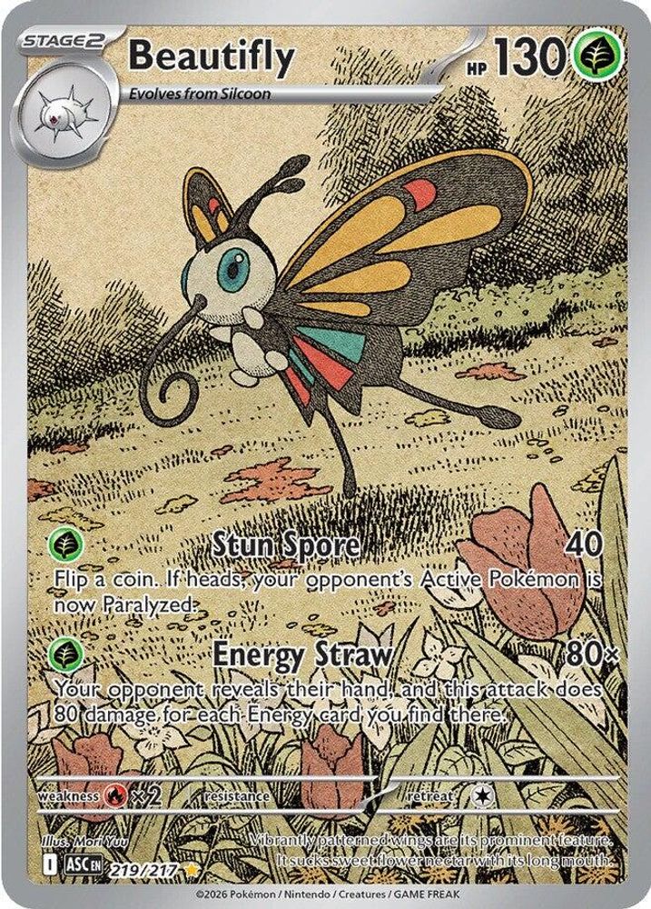 Beautifly - 219/217 Ascended Heroes Illustration Rare Holo Pokemon - NM